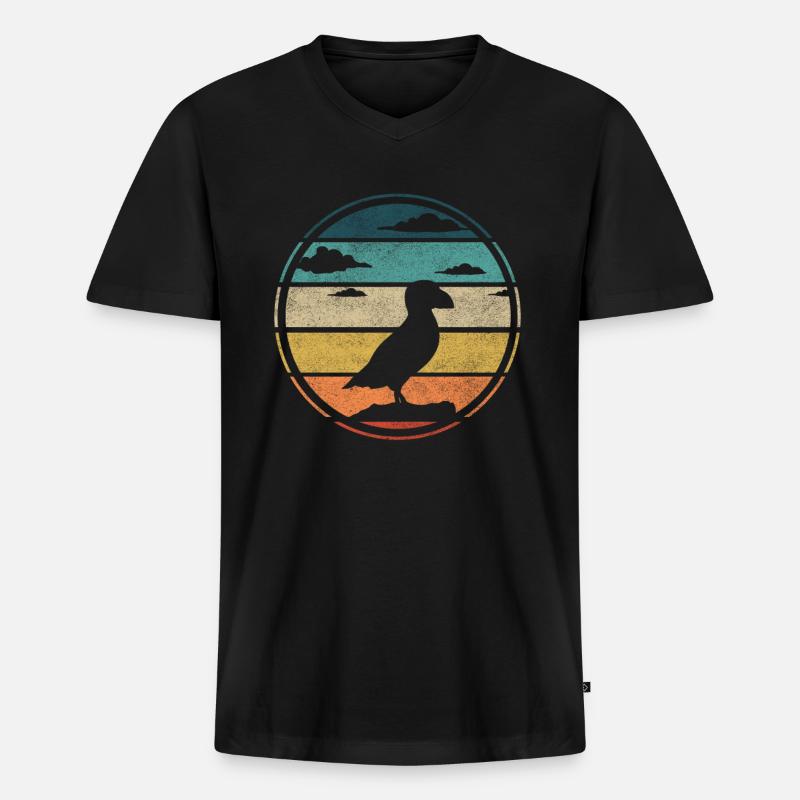 Papageitaucher - Männer Premium Bio T-Shirt mit V-Ausschnitt - Schwarz