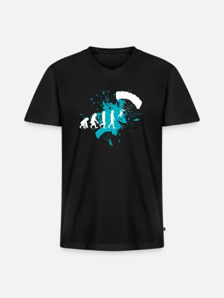 Paragliding Gleitschirm - Männer Premium Bio T-Shirt mit V-Ausschnitt - Schwarz