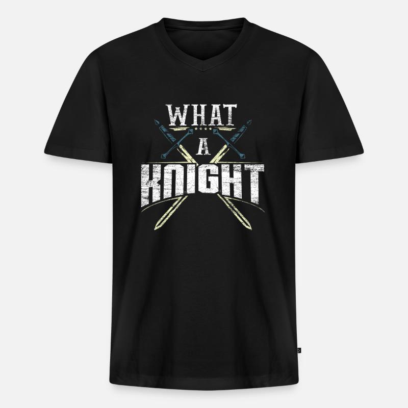 Ritter - Männer Premium Bio T-Shirt mit V-Ausschnitt - Schwarz