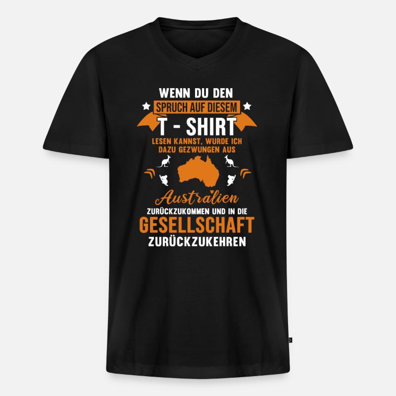 Australien - Männer Premium Bio T-Shirt mit V-Ausschnitt - Schwarz