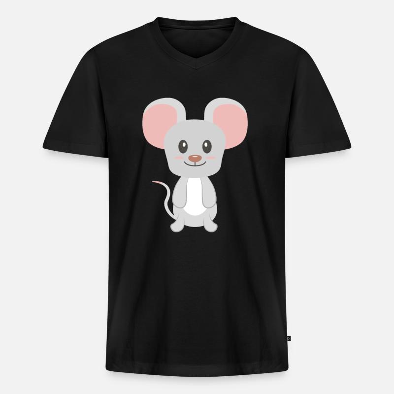 Maus - Männer Premium Bio T-Shirt mit V-Ausschnitt - Schwarz