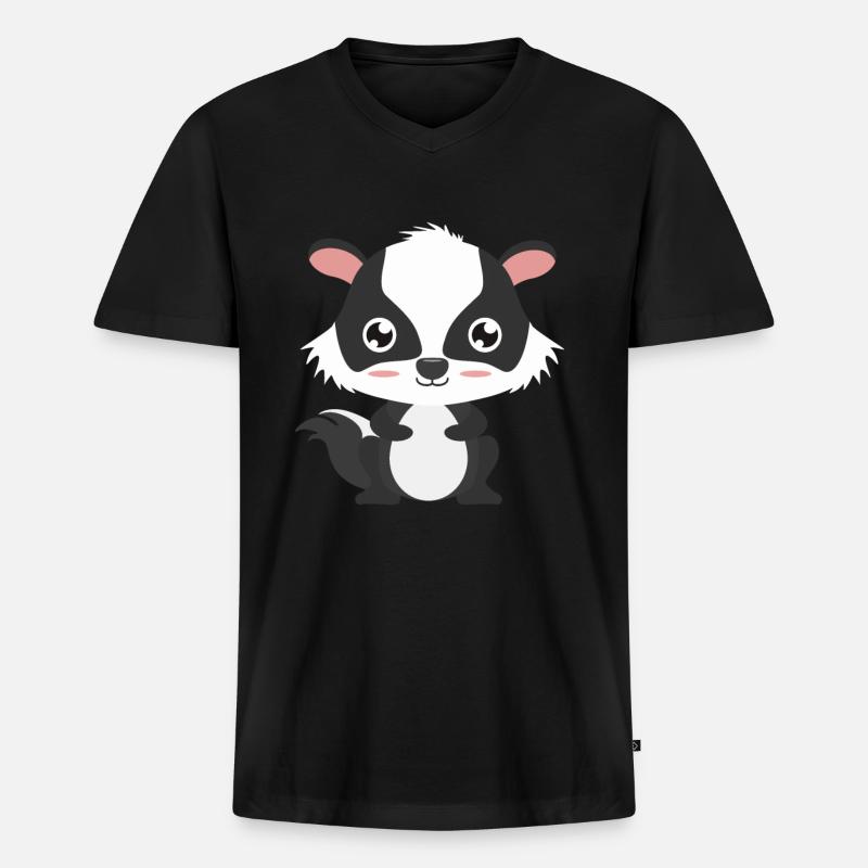 Dachs - Männer Premium Bio T-Shirt mit V-Ausschnitt - Schwarz