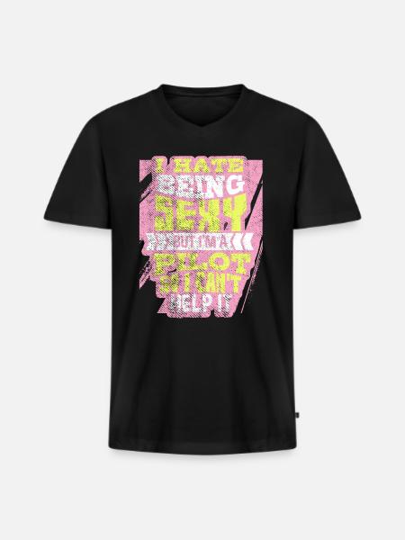 Sexy pilot - Men's Premium Organic T-shirt with V-neck - black