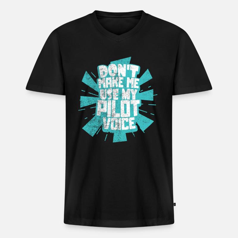 Pilot - Männer Premium Bio T-Shirt mit V-Ausschnitt - Schwarz