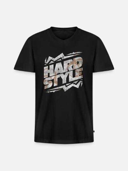 Hardstyle Techno - Männer Premium Bio T-Shirt mit V-Ausschnitt - Schwarz