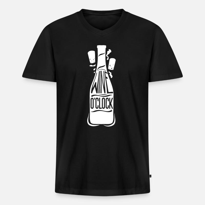 Wein - Männer Premium Bio T-Shirt mit V-Ausschnitt - Schwarz