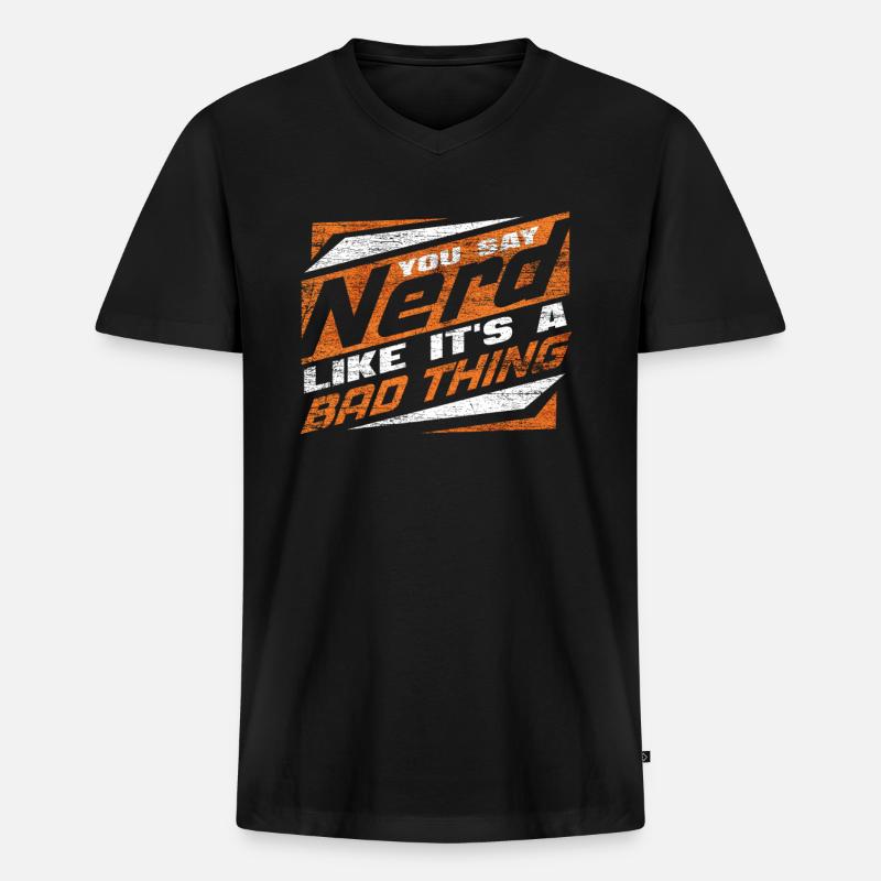 Nerd - Männer Premium Bio T-Shirt mit V-Ausschnitt - Schwarz