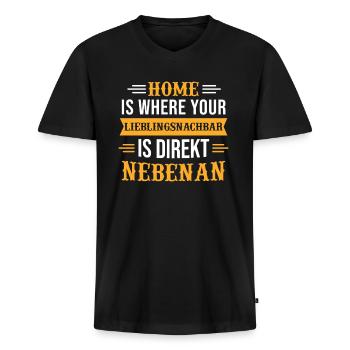 Nachbarschaft Design für deinen Nachbarn - Männer Premium Bio T-Shirt mit V-Ausschnitt - Schwarz - Vorne - Nico (187cm)
