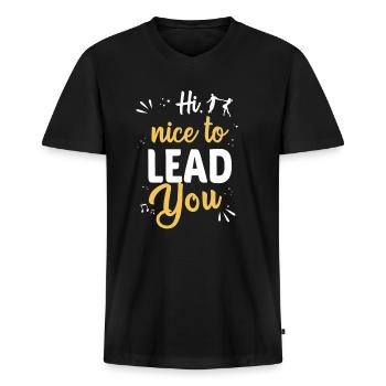 Lindy Hop design for a dance partner - Men's Premium Organic T-shirt with V-neck - black - Front - Nico (187cm)