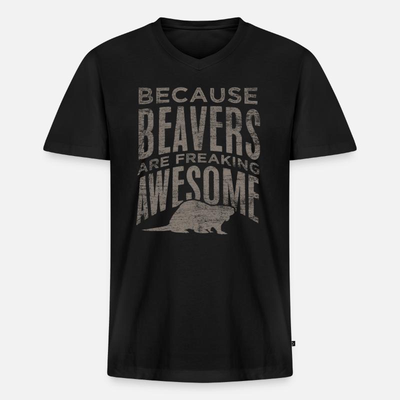 Biber - Männer Premium Bio T-Shirt mit V-Ausschnitt - Schwarz