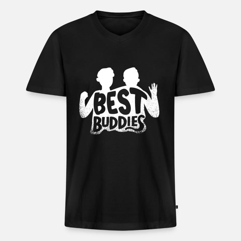 Beste Freunde - Männer Premium Bio T-Shirt mit V-Ausschnitt - Schwarz