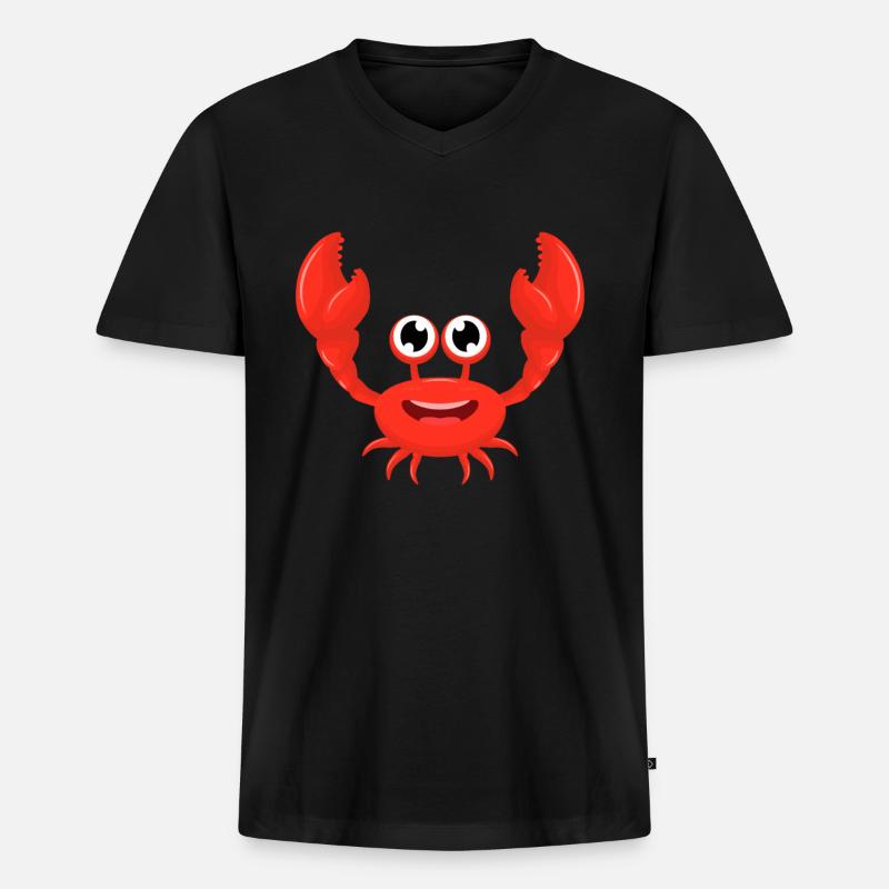 Krabbe - Männer Premium Bio T-Shirt mit V-Ausschnitt - Schwarz