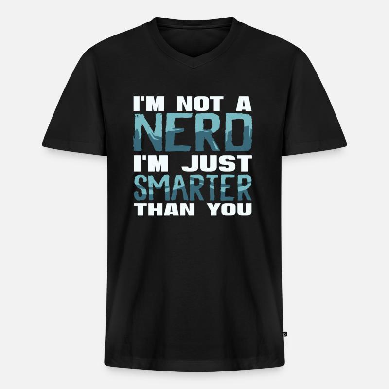 Nerd - Männer Premium Bio T-Shirt mit V-Ausschnitt - Schwarz