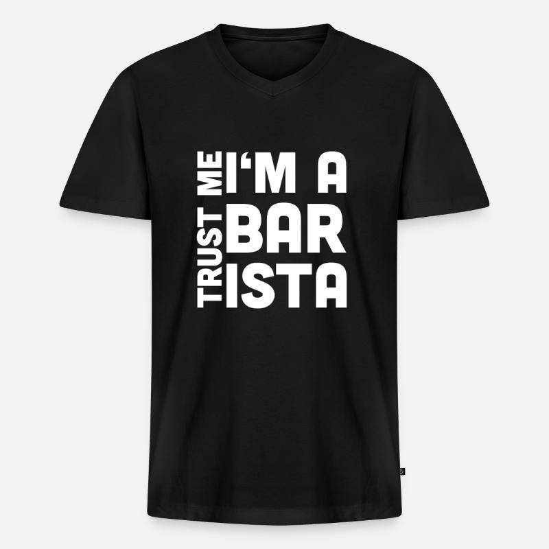 Barista - Männer Premium Bio T-Shirt mit V-Ausschnitt - Schwarz