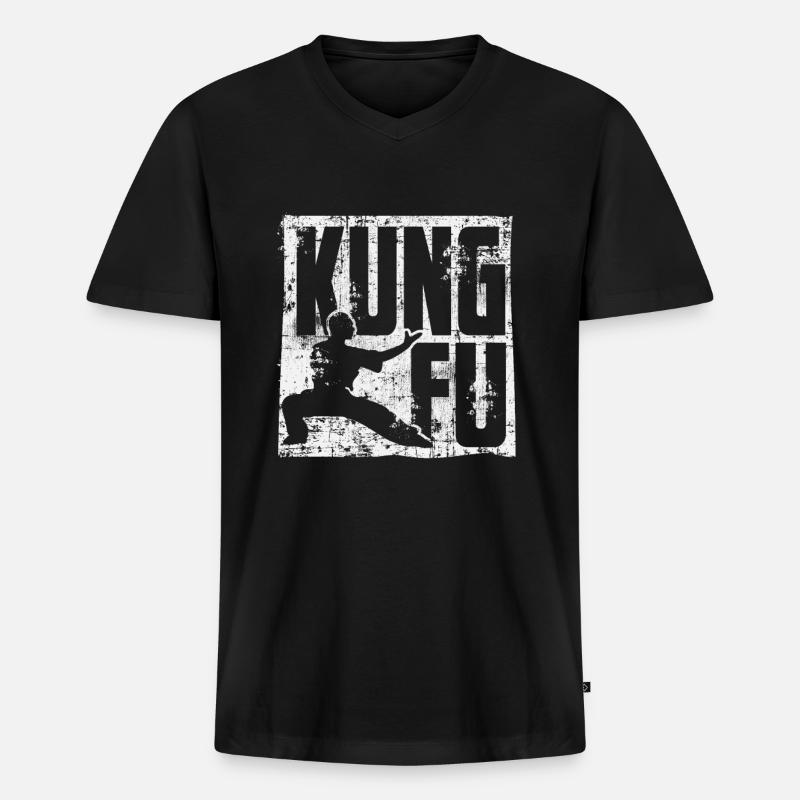 Kung Fu - Männer Premium Bio T-Shirt mit V-Ausschnitt - Schwarz