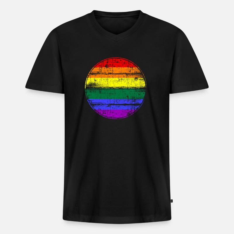 LGBT Regenbogenfahne - Männer Premium Bio T-Shirt mit V-Ausschnitt - Schwarz