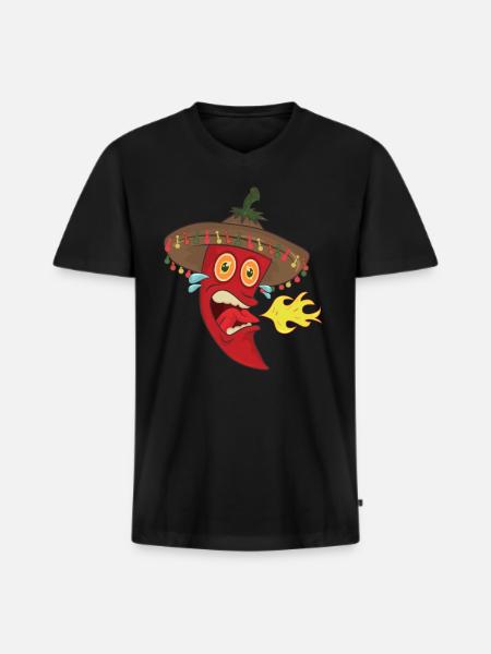 Chilli Kochen Koch - Männer Premium Bio T-Shirt mit V-Ausschnitt - Schwarz