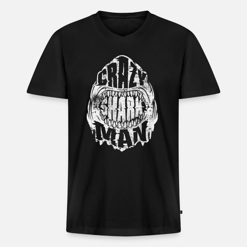 Hai - Männer Premium Bio T-Shirt mit V-Ausschnitt - Schwarz