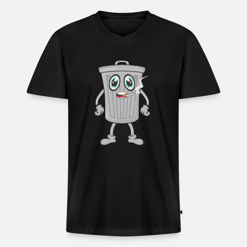 Mülleimer Zigarrette rauchen - Männer Premium Bio T-Shirt mit V-Ausschnitt - Schwarz