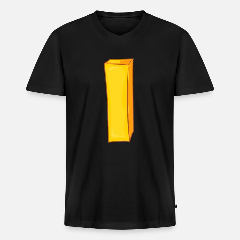 Pommes - Männer Premium Bio T-Shirt mit V-Ausschnitt - Schwarz