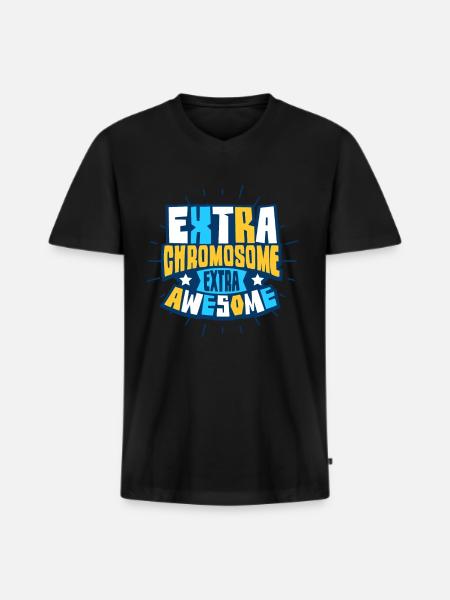Downsyndrom Trisomie 21 - Männer Premium Bio T-Shirt mit V-Ausschnitt - Schwarz