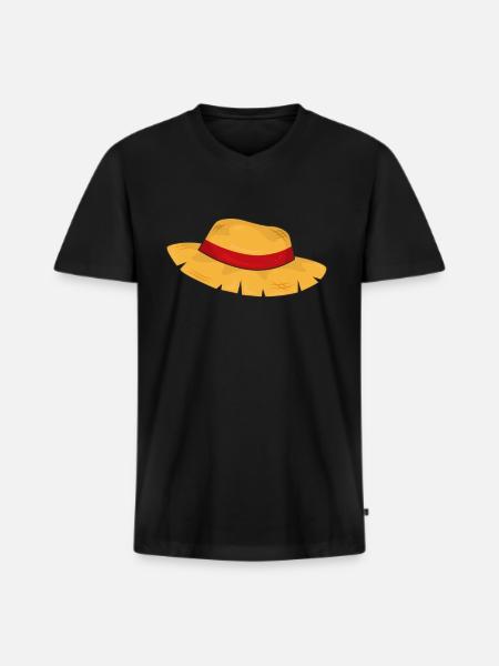 Straw hat farmer farmer - Men's Premium Organic T-shirt with V-neck - black