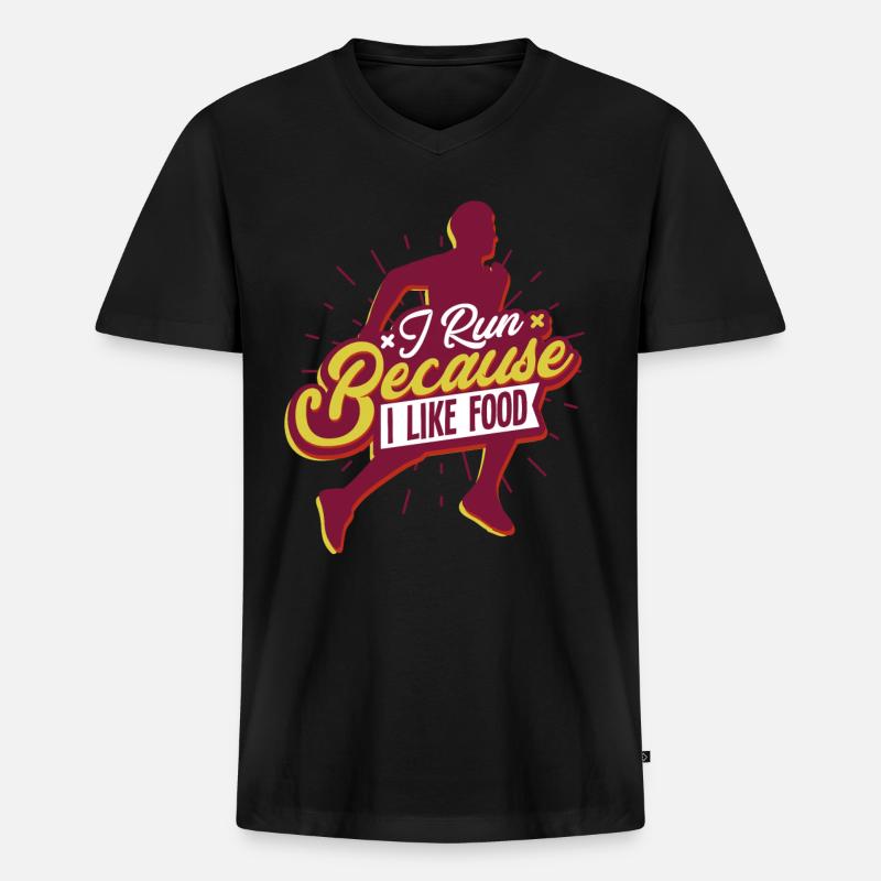 Laufen Marathon Läufer - Männer Premium Bio T-Shirt mit V-Ausschnitt - Schwarz