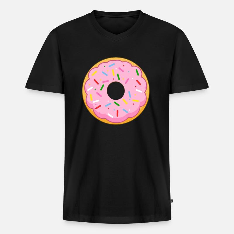 Donut - Männer Premium Bio T-Shirt mit V-Ausschnitt - Schwarz