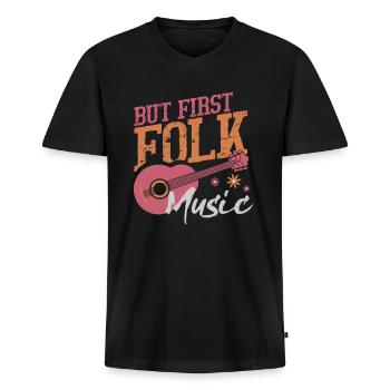 Folk music western guitar - Men's Premium Organic T-shirt with V-neck - black - Front - Nico (187cm)