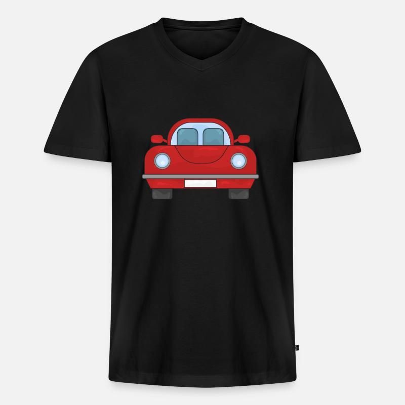 Rotes Auto - Männer Premium Bio T-Shirt mit V-Ausschnitt - Schwarz