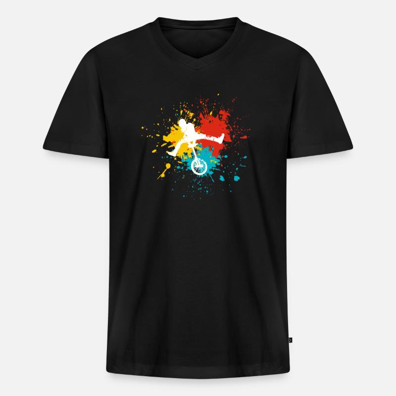 Einrad - Männer Premium Bio T-Shirt mit V-Ausschnitt - Schwarz