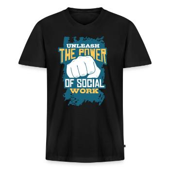 Social worker - Men's Premium Organic T-shirt with V-neck - black - Front - Nico (187cm)
