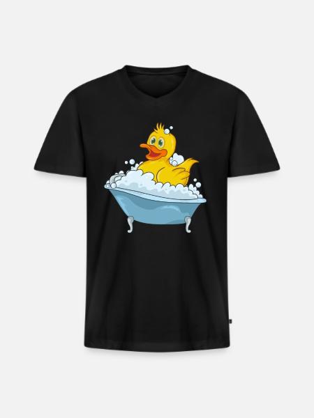 Bathing duck in a bathtub - Men's Premium Organic T-shirt with V-neck - black