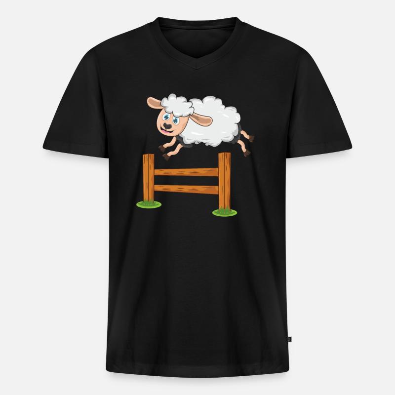 Schaf - Männer Premium Bio T-Shirt mit V-Ausschnitt - Schwarz
