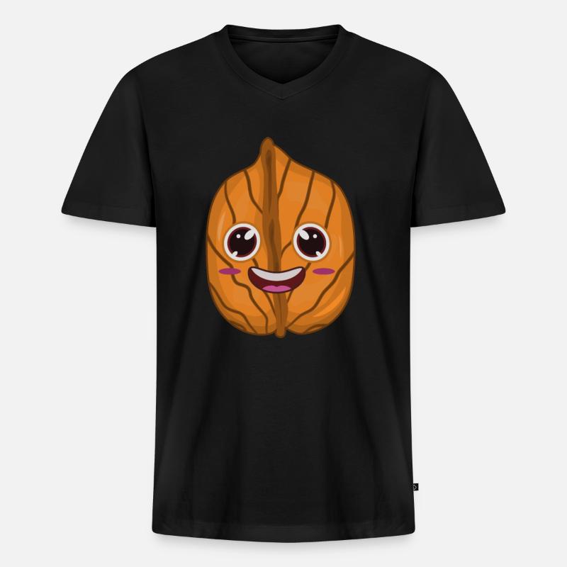 Walnuss - Männer Premium Bio T-Shirt mit V-Ausschnitt - Schwarz