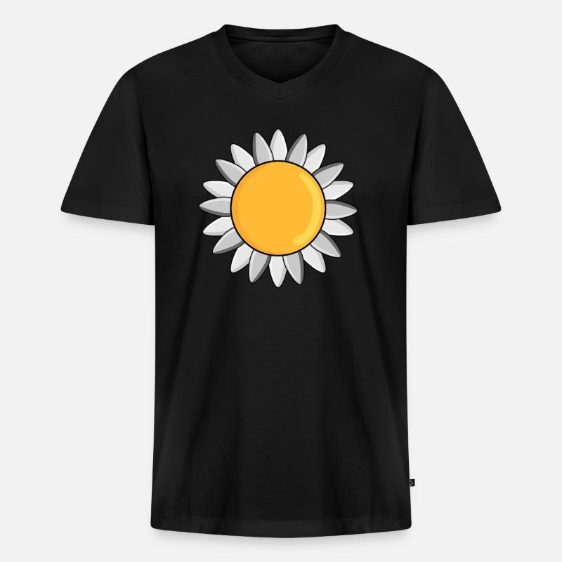 Blume Gänseblümchen - Männer Premium Bio T-Shirt mit V-Ausschnitt - Schwarz
