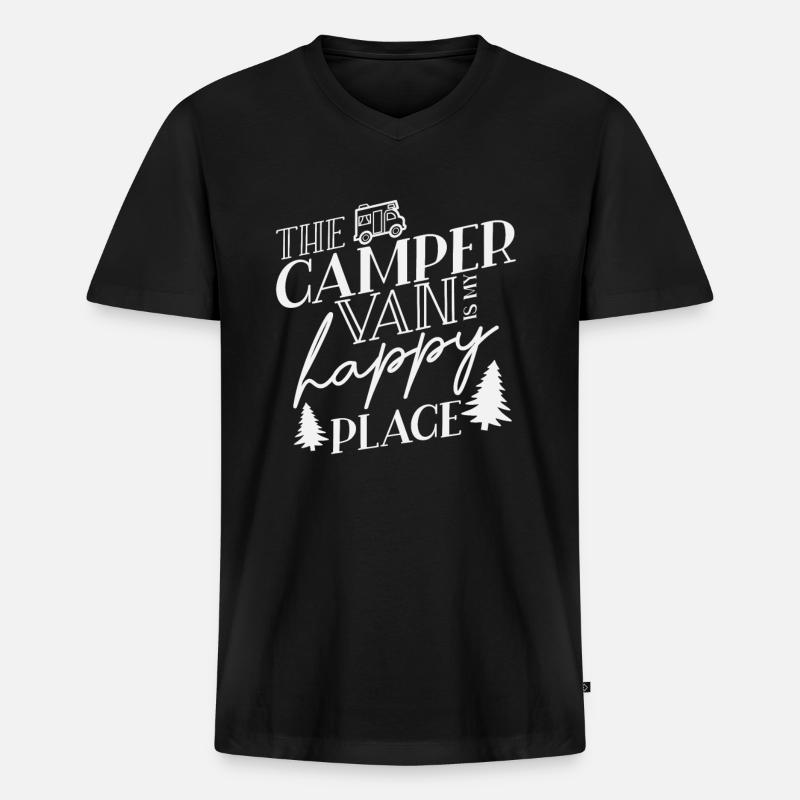 Wohnmobil Camping - Männer Premium Bio T-Shirt mit V-Ausschnitt - Schwarz