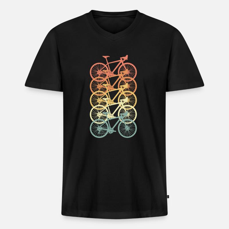 Rennrad retro Radler - Männer Premium Bio T-Shirt mit V-Ausschnitt - Schwarz
