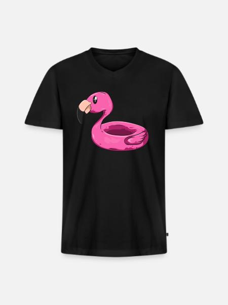 Flamingo Schwimmring - T-shirt encolure en V Premium bio Homme - noir
