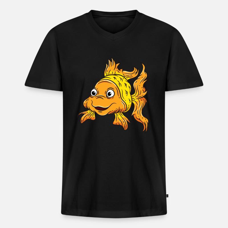 Fisch Goldfisch - Männer Premium Bio T-Shirt mit V-Ausschnitt - Schwarz