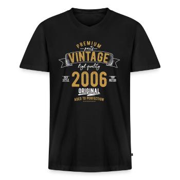 2006 Birthday retro gift - Men's Premium Organic T-shirt with V-neck - black - Front - Nico (187cm)