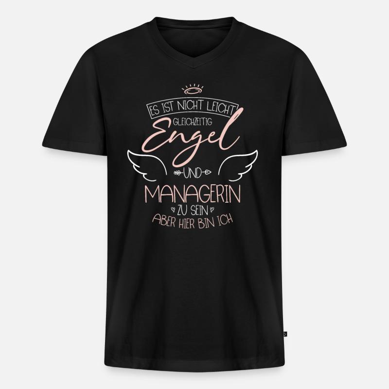 Managerin - Männer Premium Bio T-Shirt mit V-Ausschnitt - Schwarz