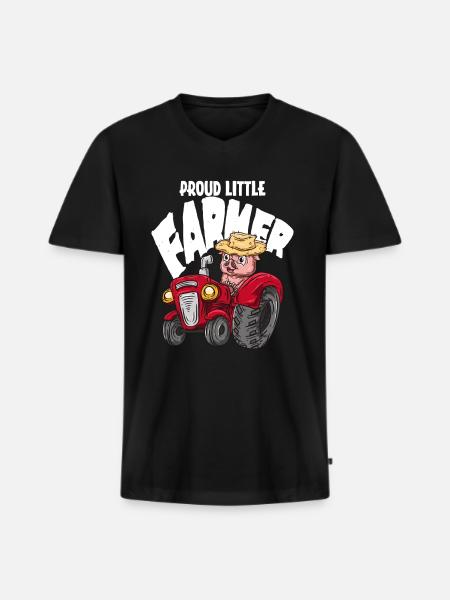 Proud little farmer - Men's Premium Organic T-shirt with V-neck - black