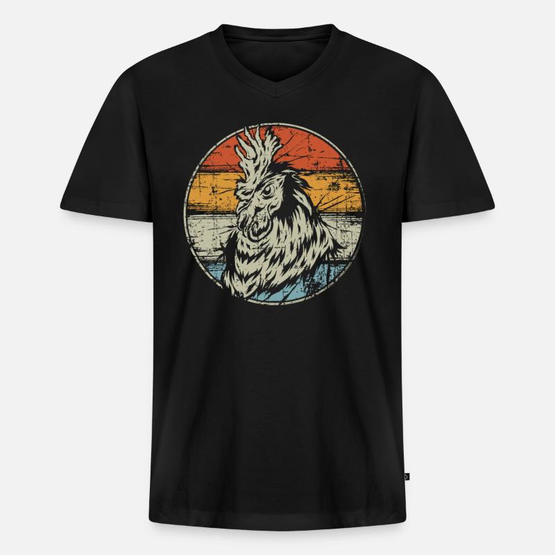 Hahn - Männer Premium Bio T-Shirt mit V-Ausschnitt - Schwarz