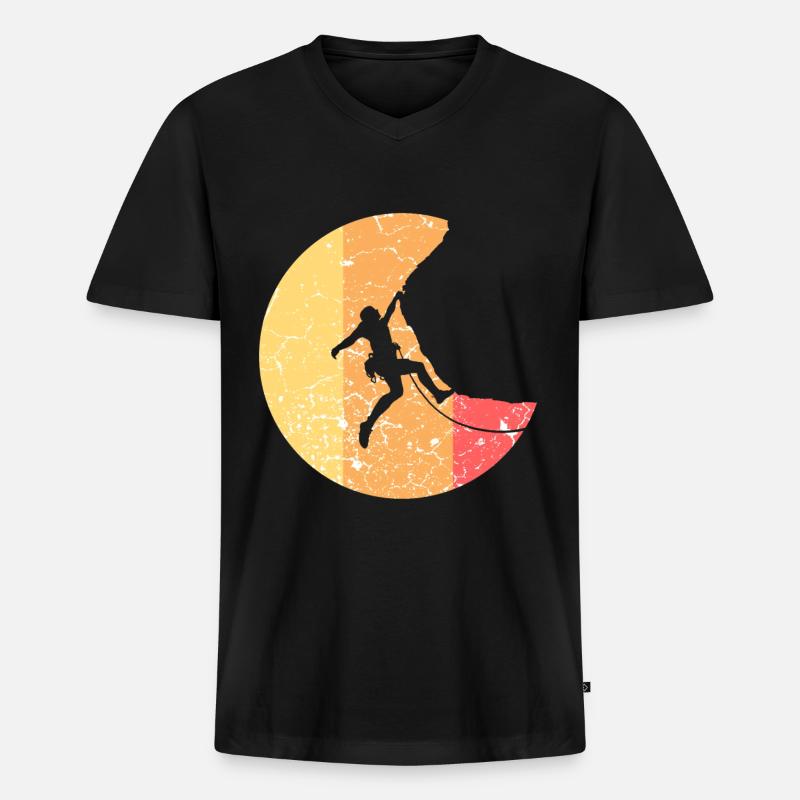 Klettern Bergsteigen Gipfel - Männer Premium Bio T-Shirt mit V-Ausschnitt - Schwarz