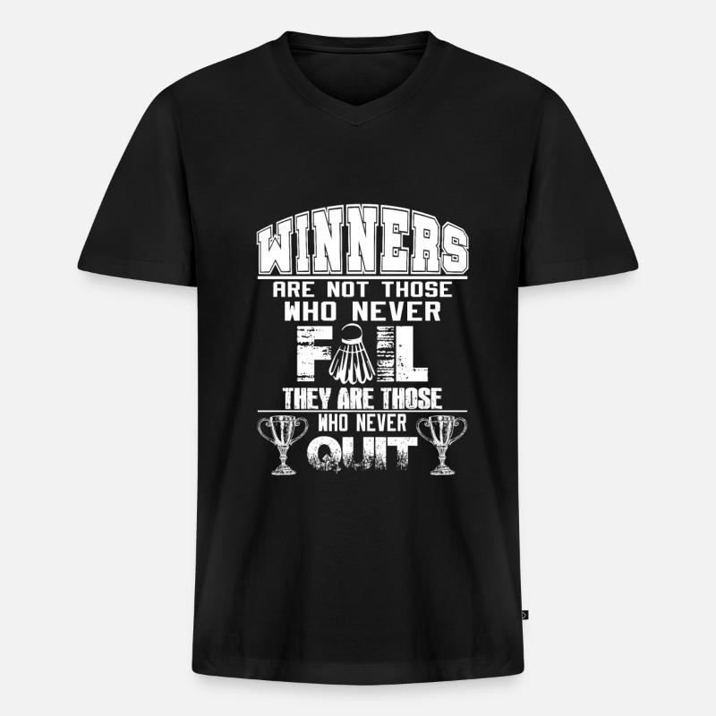 Badminton - Männer Premium Bio T-Shirt mit V-Ausschnitt - Schwarz