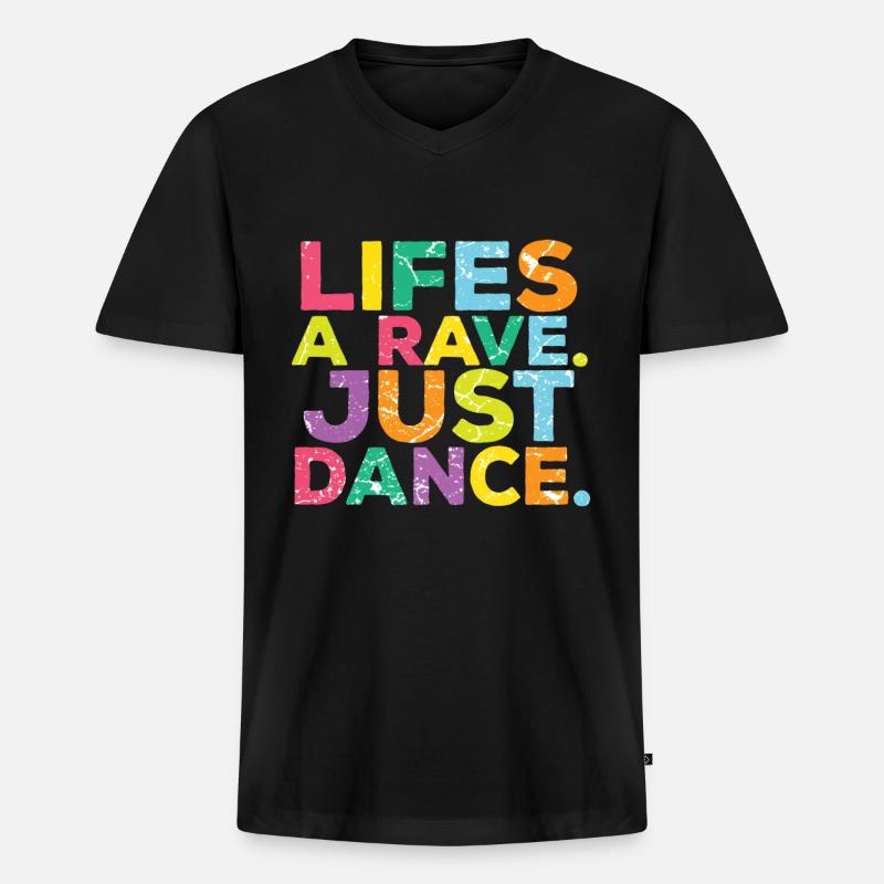 Techno Raver Raver - Männer Premium Bio T-Shirt mit V-Ausschnitt - Schwarz