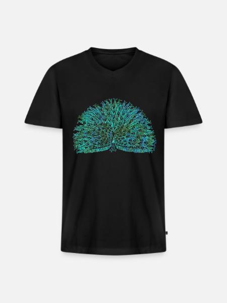 peacock - Men's Premium Organic T-shirt with V-neck - black