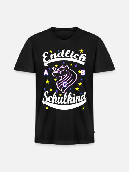 Endlich Schulkind Einschulung - Männer Premium Bio T-Shirt mit V-Ausschnitt - Schwarz