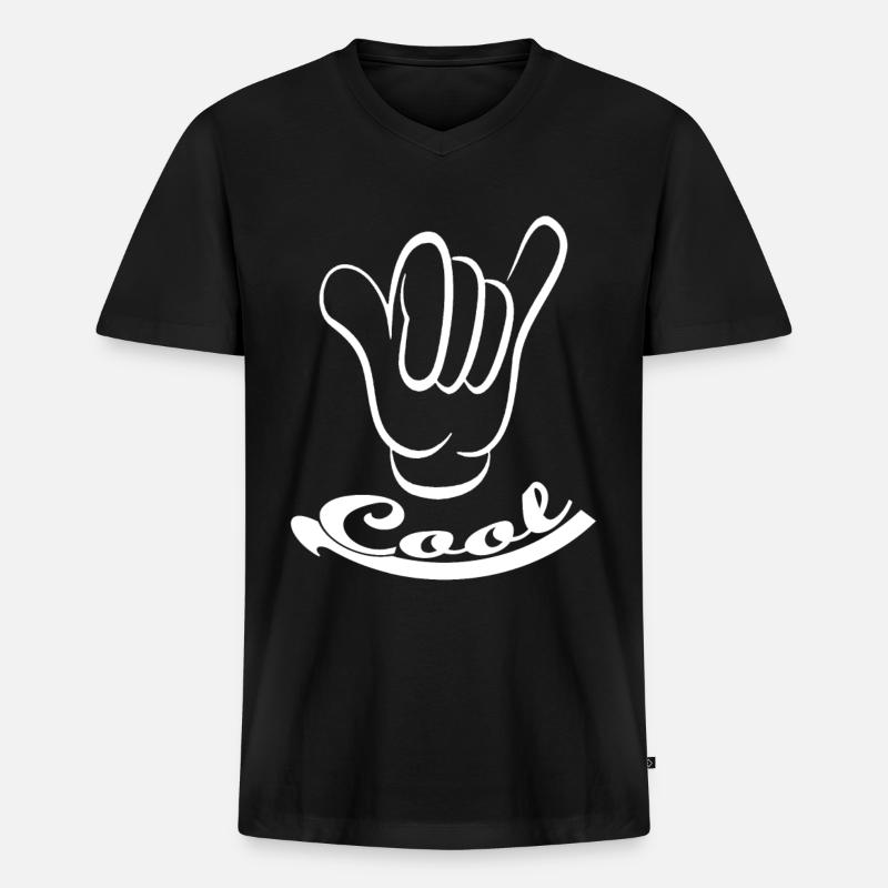 Cool Hand - Männer Premium Bio T-Shirt mit V-Ausschnitt - Schwarz